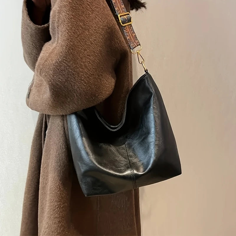 Bolsa Hobo Luxura Mairev – Estilo Boho em Couro Genuíno com Alça Estampada