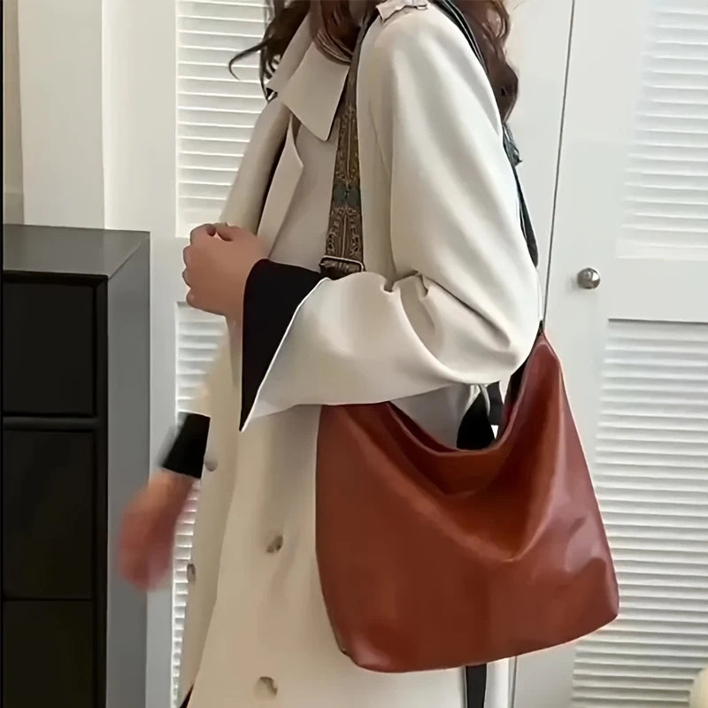 Bolsa Hobo Luxura Mairev – Estilo Boho em Couro Genuíno com Alça Estampada