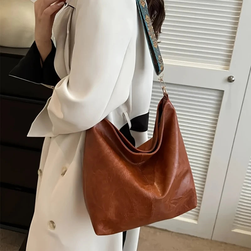 Bolsa Hobo Luxura Mairev – Estilo Boho em Couro Genuíno com Alça Estampada