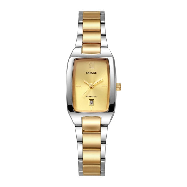 Relógio Bracelete Feminino Aurélize Noir – Luxo Dourado com Mostrador Retangular Elegante
