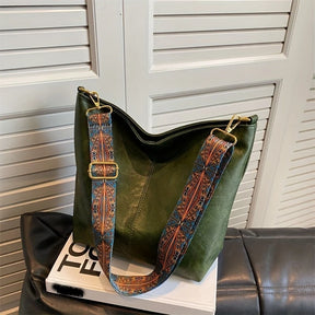 Bolsa Hobo Luxura Mairev – Estilo Boho em Couro Genuíno com Alça Estampada