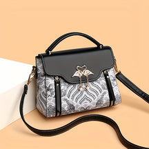 Bolsa Transversal Genevielle Mosaic – Couro Genuíno com Estampa Artística Luxo