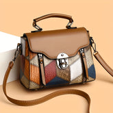 Bolsa Transversal Genevielle Mosaic – Couro Genuíno com Estampa Artística Luxo