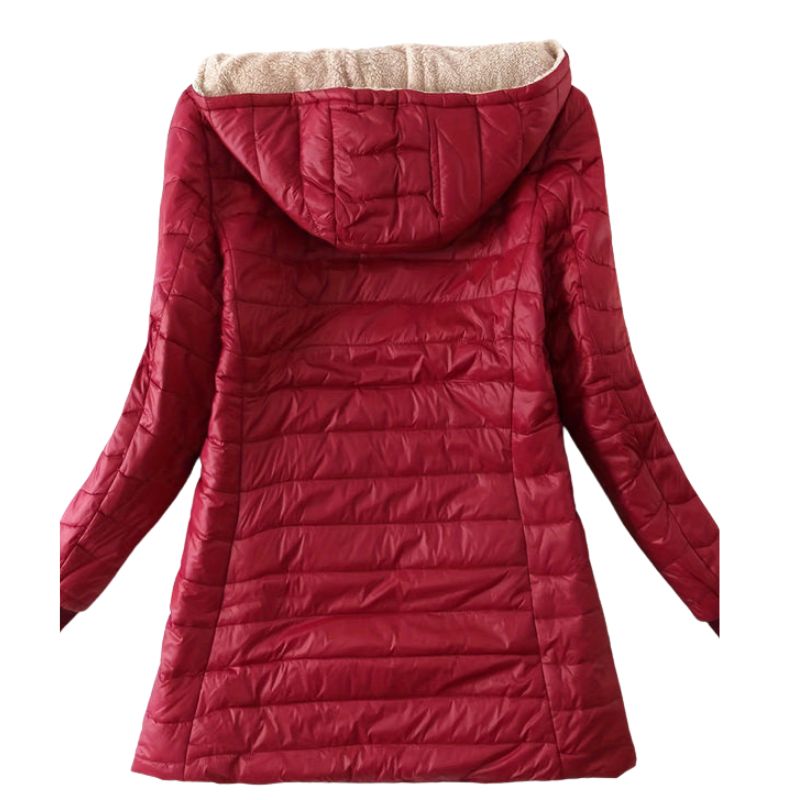 casaco vermelho feminino com capuz