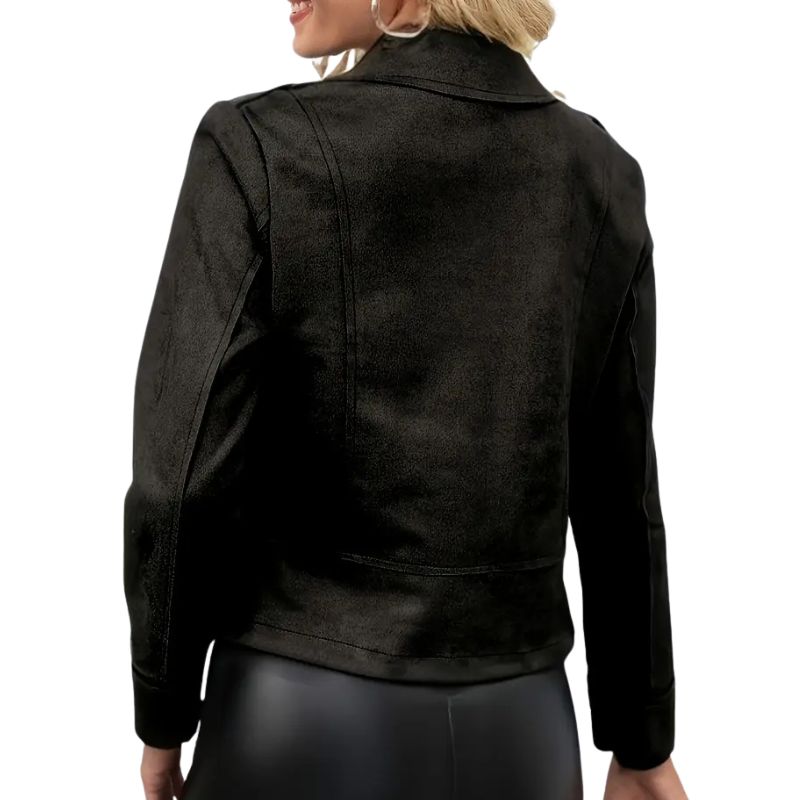 Jaqueta Feminina Preta em Suede Estilo Biker