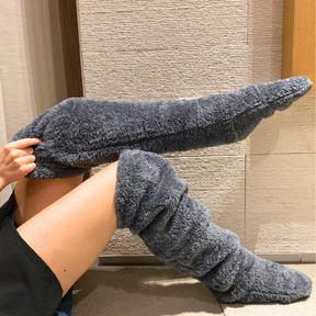 Meia cinza feminina Belleganzy com design casual e cobertura térmica para dias frios