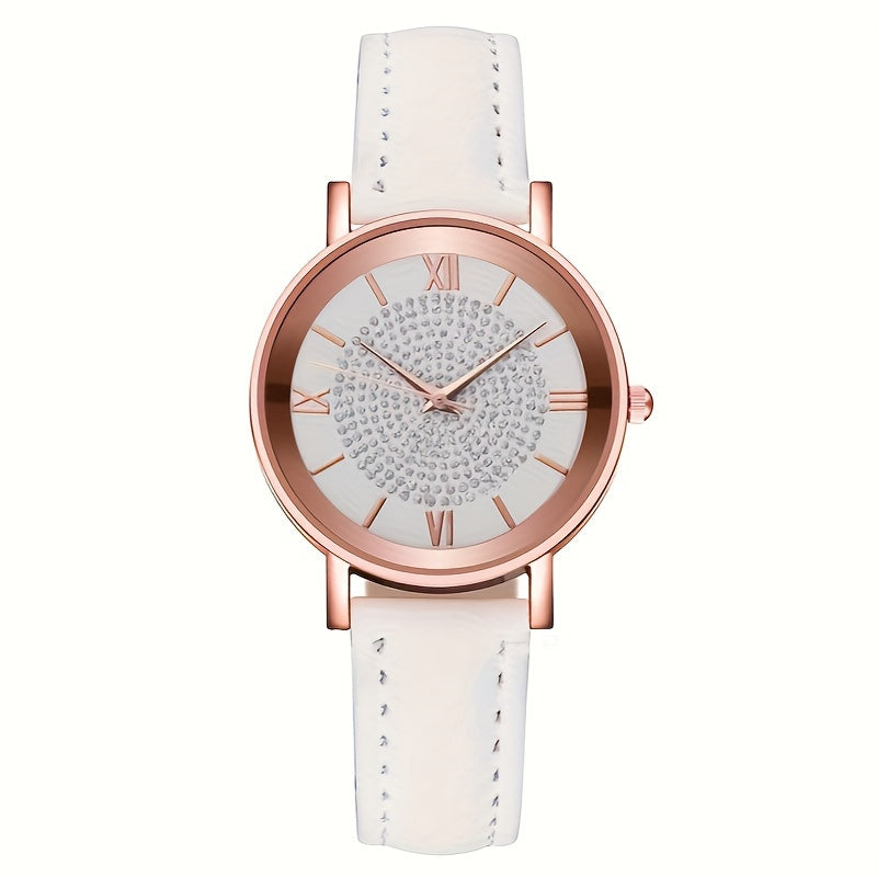 Relógio rose gold feminino com cristais brilhantes