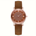 Relógio feminino Lux Crystal com pulseira marrom em couro
