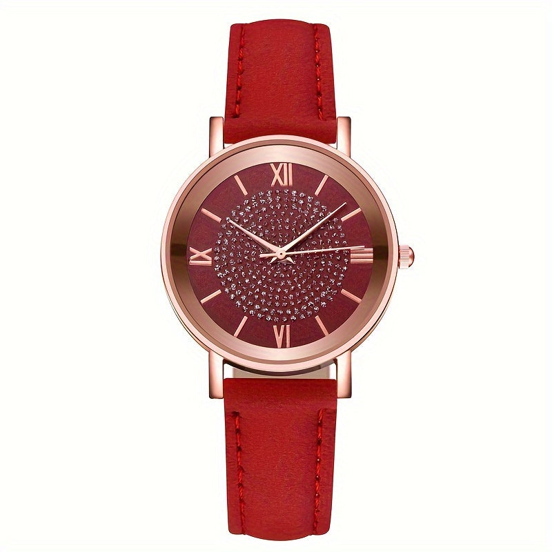 Relógio feminino sofisticado para presente especial vermelho