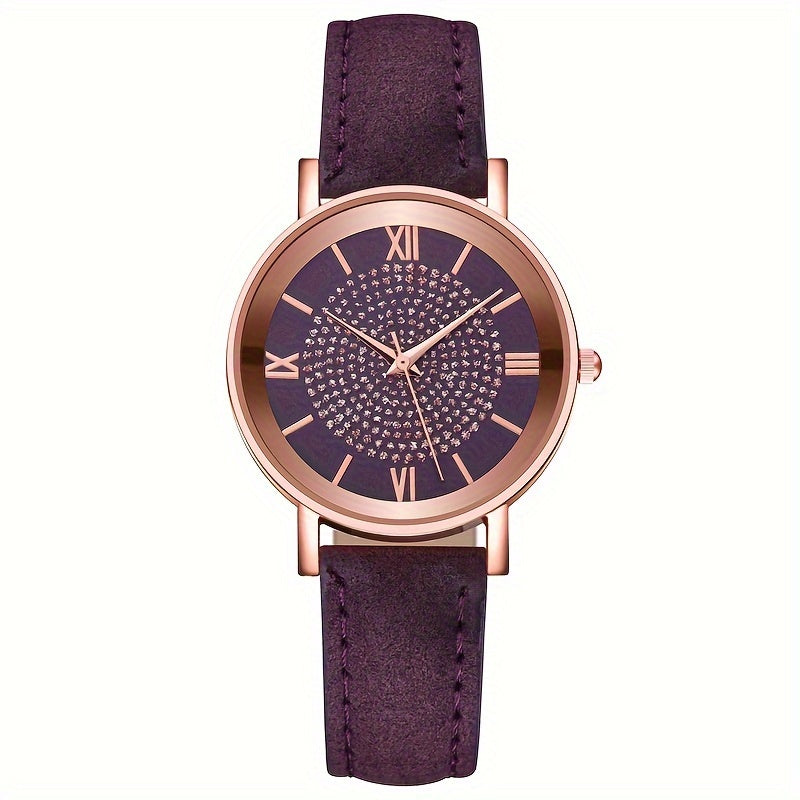 Relógio rose gold feminino com cristais brilhantes