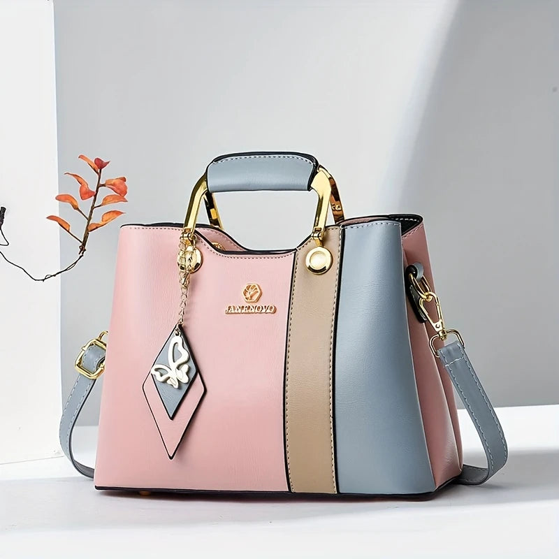 Bolsa de Mão Luxura Lysavie – Design Tricolor com Toque Europeu