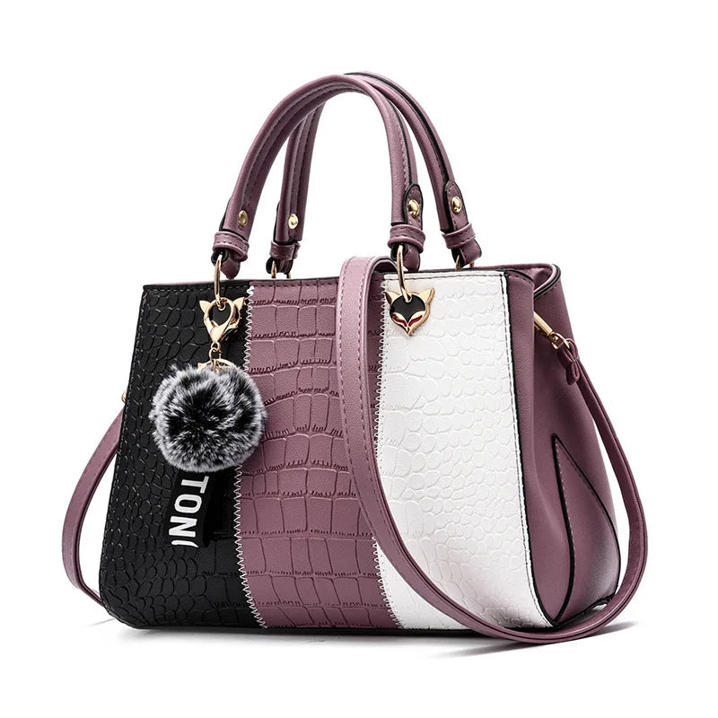 Bolsa Diorayne lilás com design fashion e couro genuíno estruturado
