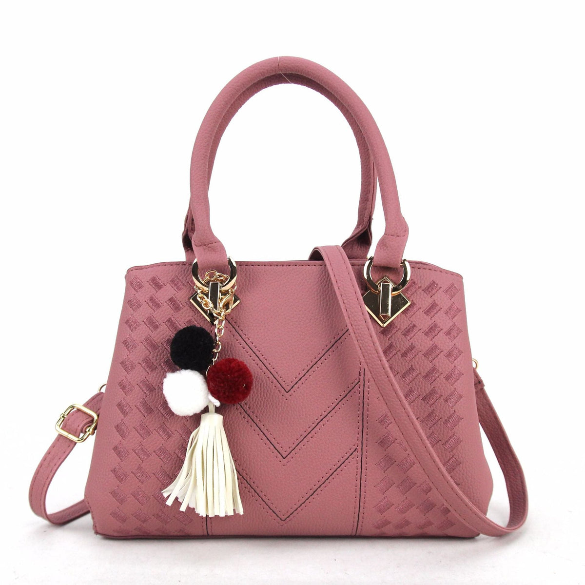 Bolsa feminina rosa La Vellure com divisórias internas e alça de ombro regulável
