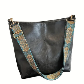 Bolsa Hobo Luxura Mairev – Estilo Boho em Couro Genuíno com Alça Estampada