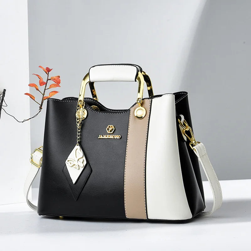 Bolsa de Mão Luxura Lysavie – Design Tricolor com Toque Europeu