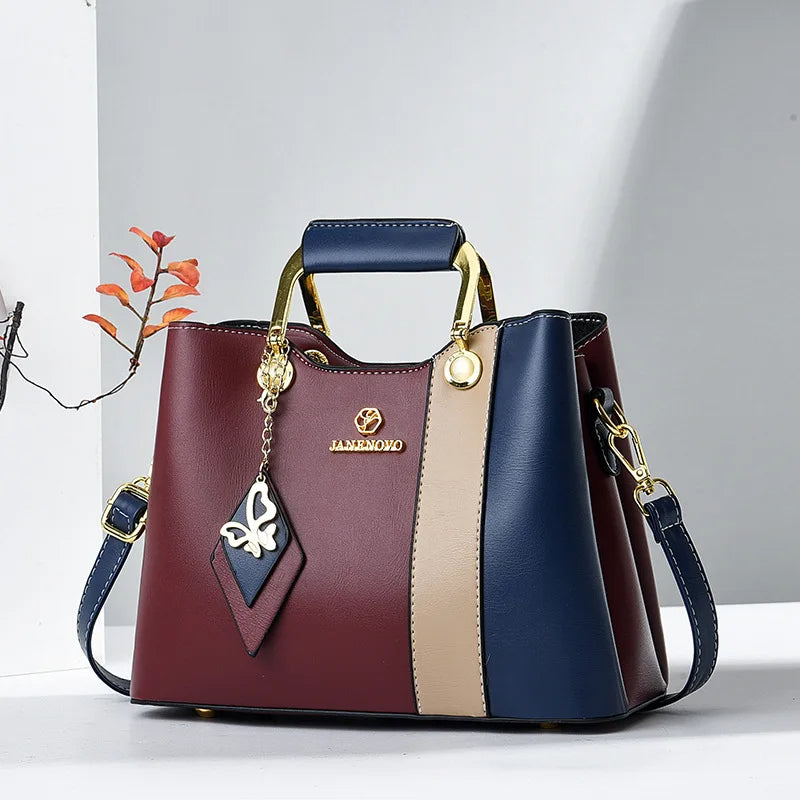 Bolsa de Mão Luxura Lysavie – Design Tricolor com Toque Europeu
