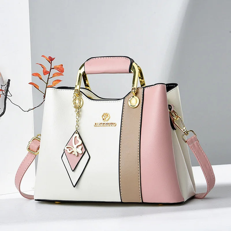 Bolsa de Mão Luxura Lysavie – Design Tricolor com Toque Europeu