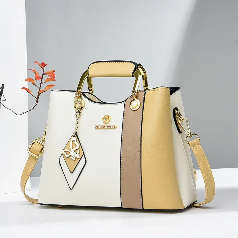 Bolsa de Mão Luxura Lysavie – Design Tricolor com Toque Europeu