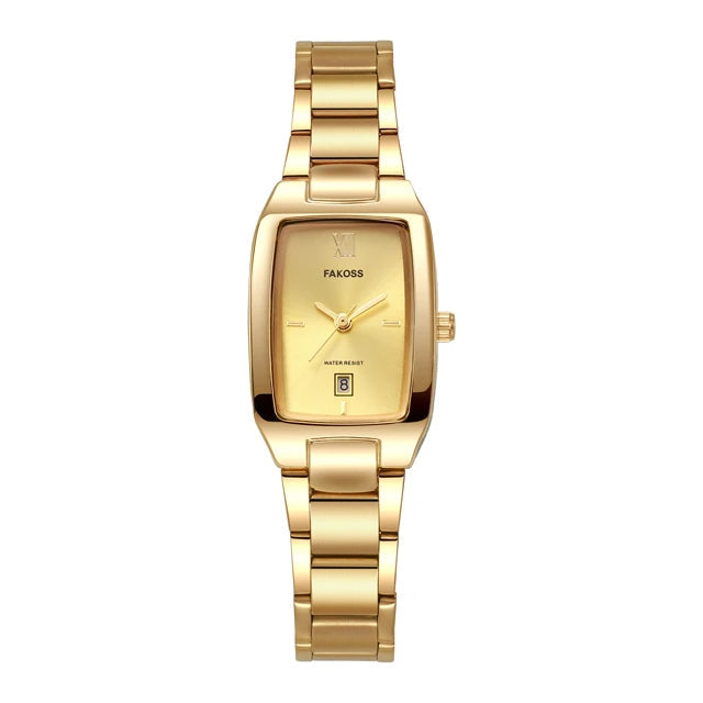 Relógio Bracelete Feminino Aurélize Noir – Luxo Dourado com Mostrador Retangular Elegante