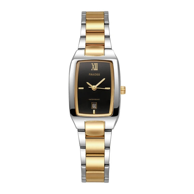 Relógio Bracelete Feminino Aurélize Noir – Luxo Dourado com Mostrador Retangular Elegante