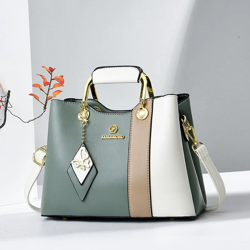 Bolsa de Mão Luxura Lysavie – Design Tricolor com Toque Europeu