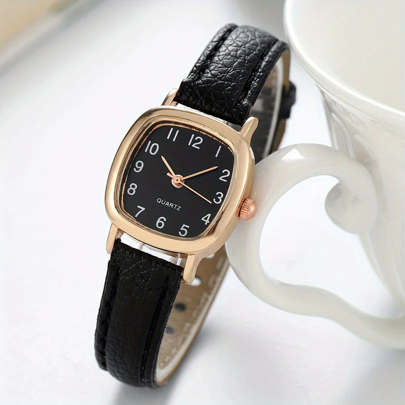 Relógio feminino preto sofisticado de quartzo 