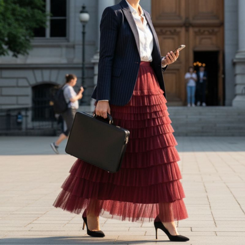 Saia Longa de Tule Vinho - Glamour e Movimento para Ocasiões Especiais