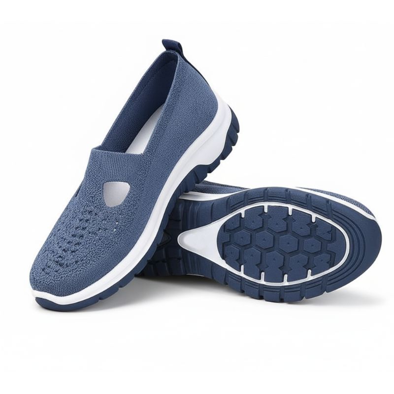 alt="Tênis feminino slip on azul marinho confortável leve para caminhada com solado antiderrapante"